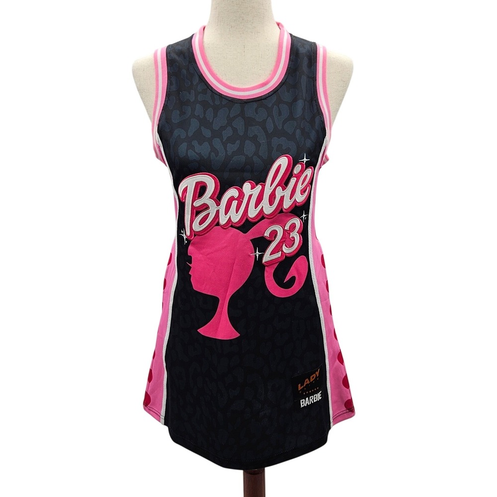 Lady Elite Barbie 23 Basketball Jersey‎ Dress Womens XS Black Pink Leopard Heart